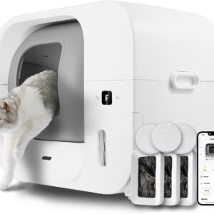 Furbulous True Odor-Free Automatic Self-Cleaning Cat Litter Box, Extra Large for 3–22 lbs Cats, Smart APP Control, Self-Pack & Refill System, 3 Waste Bags Included, Upgraded Model - White