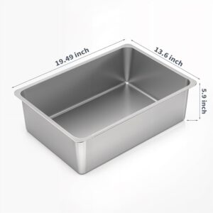 Alternative view of Kirecoo Stainless Steel Cat Litter Box, Large Metal High Sided Cat Pan Box, Indoor Litter Tray, Non Stick, No Smell, Easy to Clean, Pet Toilet Supplies for Cats
