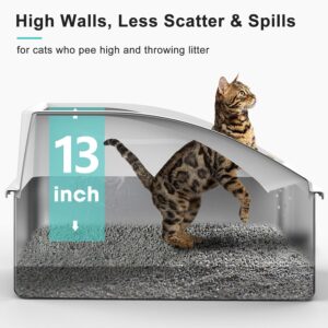 Alternative view of Stainless Steel Litter Box | XXL Deepened 8" Design Enclosed Box with Lid for Big Cats | High Sided, Anti-Urine Leakage | Non-Stick Bottom & Includes Litter Mat & Metal Scoop