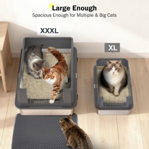 Alternative view of Stainless Steel Litter Box Extra Large for Big Cats Multi-Cats, Jumbo Extra Large Metal Cat Litter Box with High Sided Lid, Anti-Urine Leakage, Non-Stick,Include Litter Scoop
