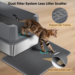 Alternative view of FURTIME Stainless Steel Litter Box with Lid, Large Metal Cat Litter Box for Big Cat, Large Cat Box High Sided with Non-Stick, Odor-Resistant, Anti-Urine Leakage, Easy Cleaning, Includes Scoop and Mat